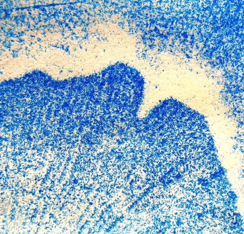 achtsam gedrucktes blaues Ginkgoblatt zu achtsam Malen